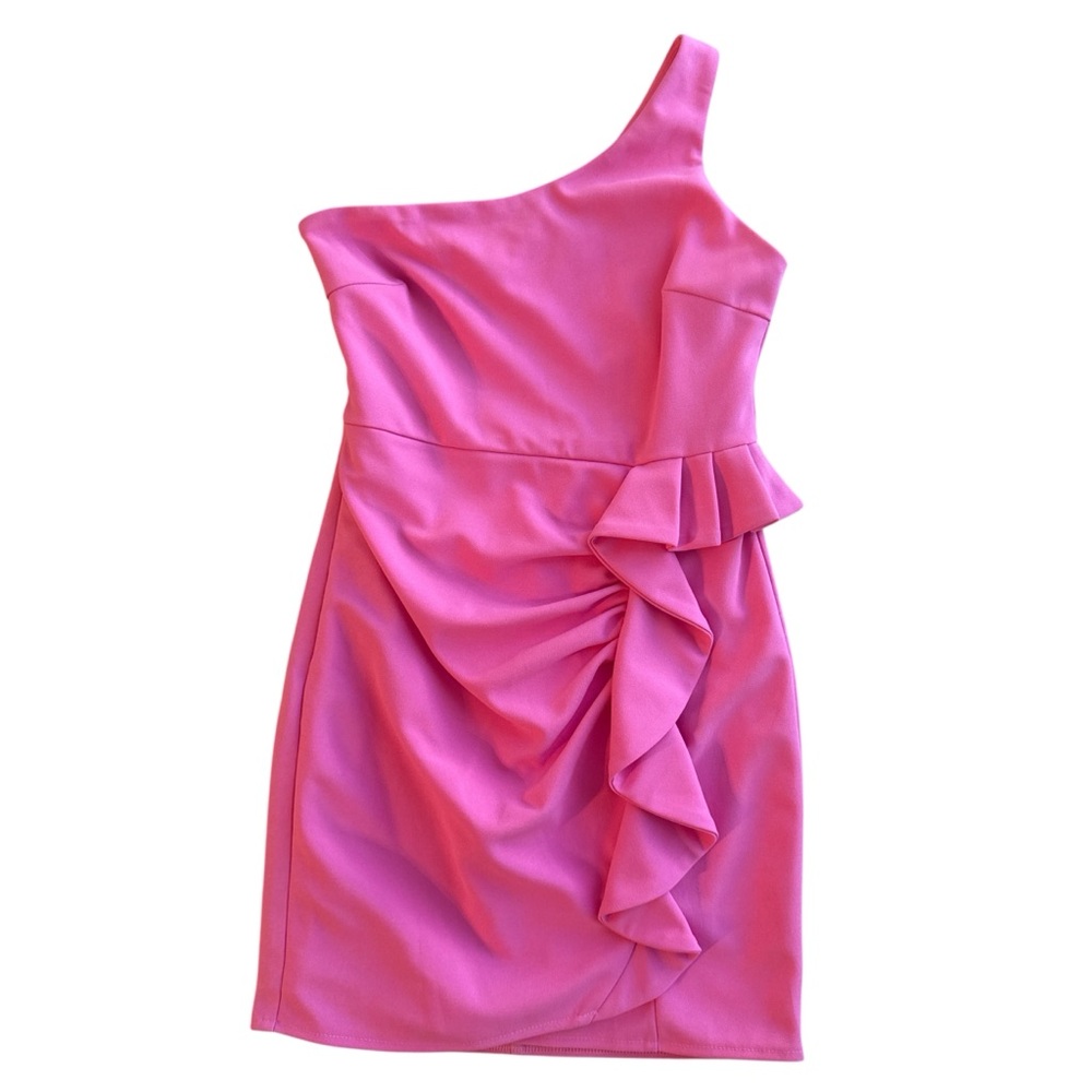 CC3 Baby Pink one shoulder ruffle mini dress size small